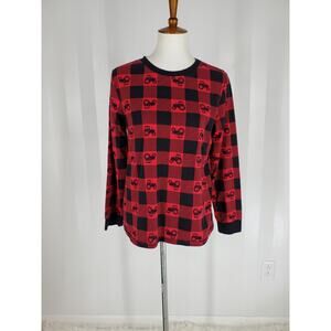 PAJAMARAMA Women's Red & Black Tractor Sleep Top Sz M